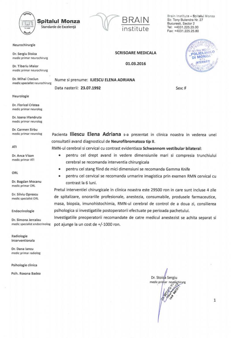 Ada Iliescu este programata la doctor pentru prima interventie